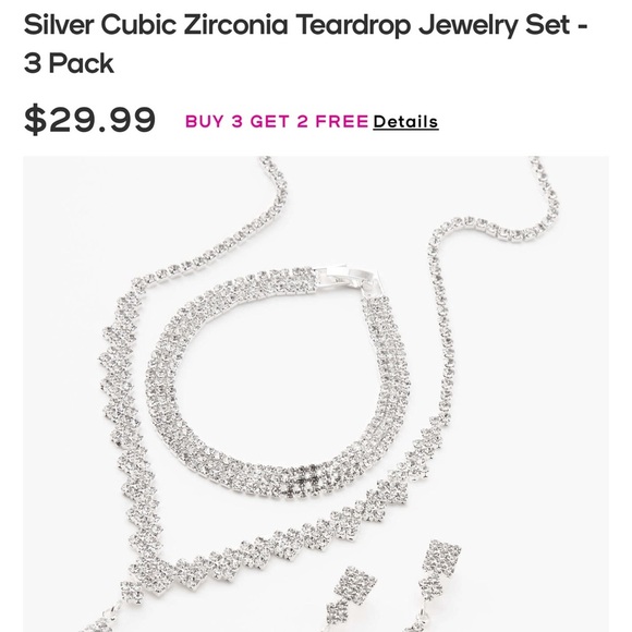 Claire's Silver-tone Cubic Zirconia Necklace, Bracelet and Earring Set - Picture 5 of 10